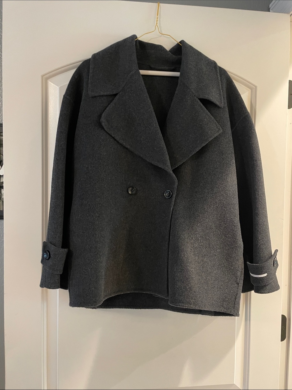 MARELLA Charcoal Gray Double-Breasted Pea Coat